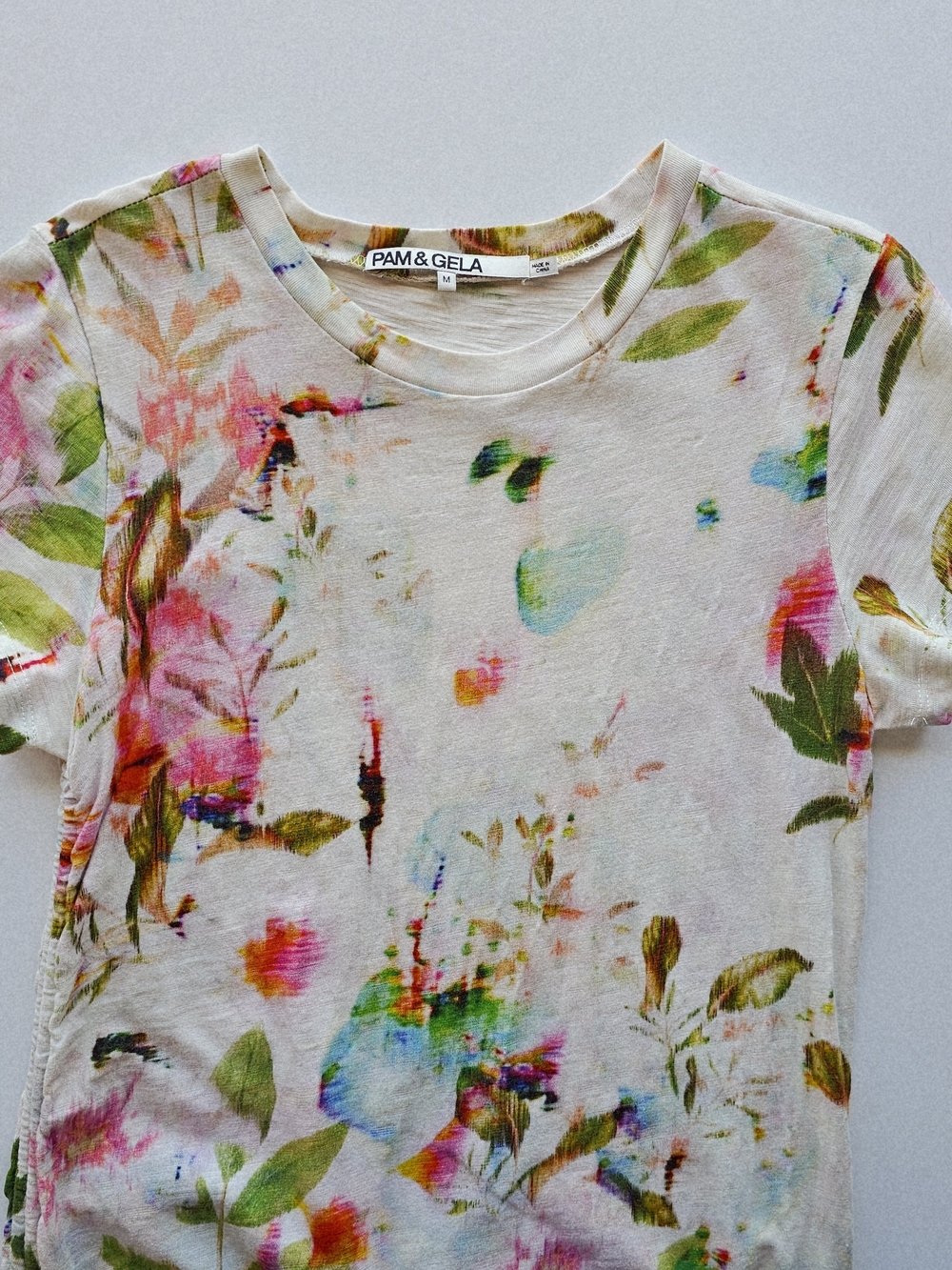 Pam & Gela Summer Floral Printed 100% Cotton Dress Drawstring Tie Hem Size M - Picture 2 of 6